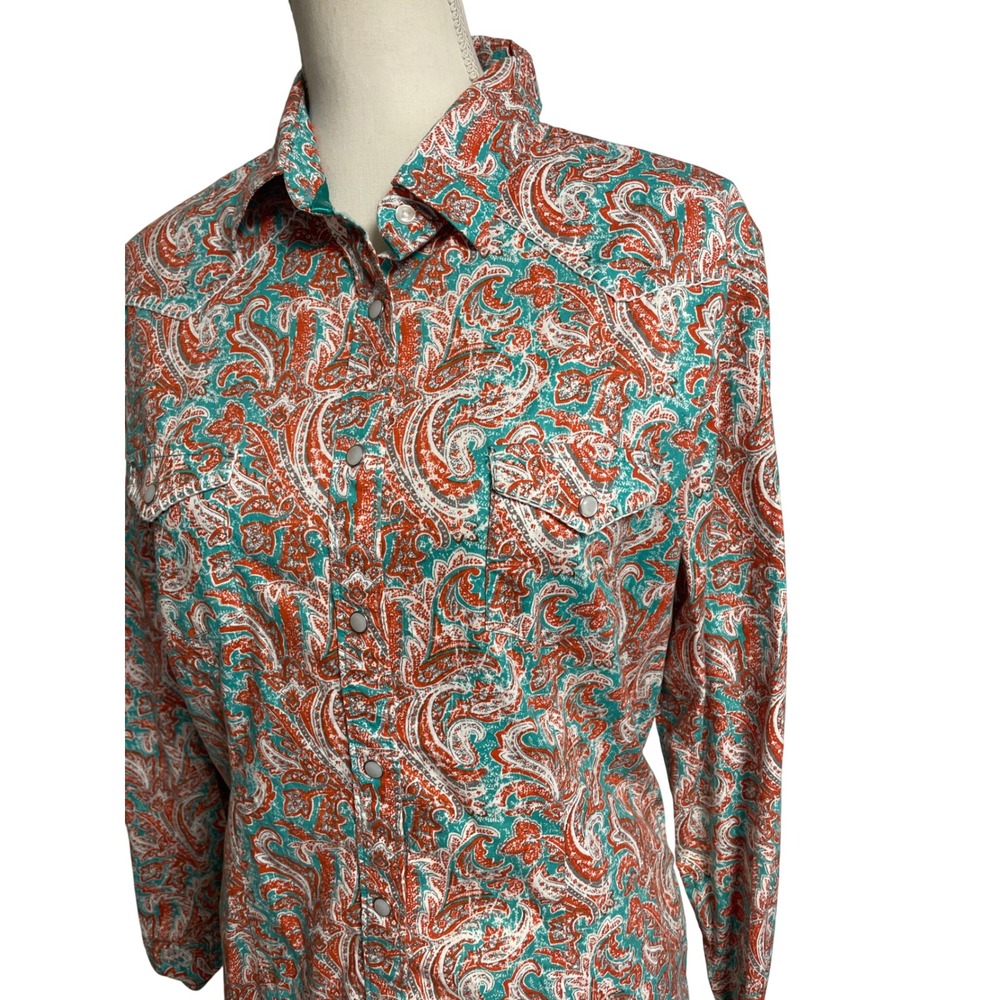 Panhandle Rough Stock Paisley Pearl Snap Western Shirt Women's L